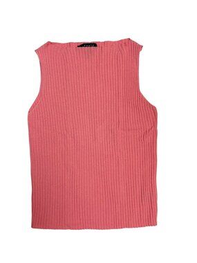 Forte Cashmere Ribbed Sleeveless Pink Sweater Tank Top Size Small 100% Cashmere